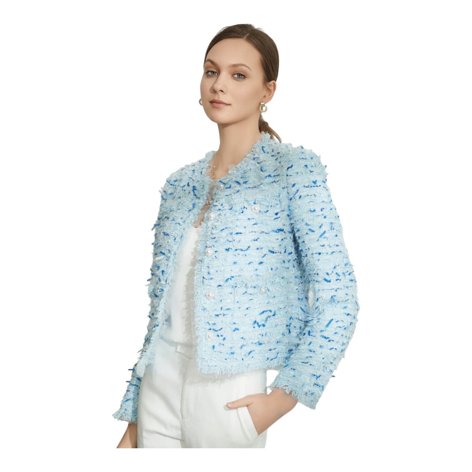 Modern Boxy-Fit Design for a Relaxed and Chic Everyday Style Women Tweed Jacket