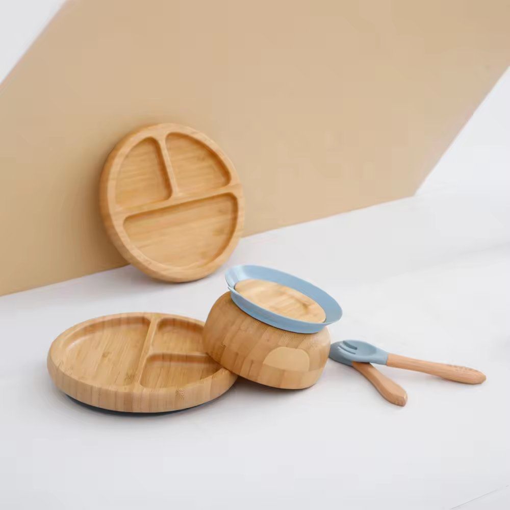 Wholesale High Quality Wooden Cutlery Bamboo Clappers Material Children' Tableware Set