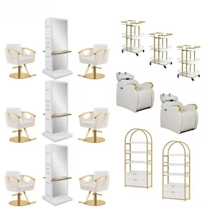 Hair Salon Chair Salon Furniture Set for Barbershop Styling Stations with Mirror Outlets