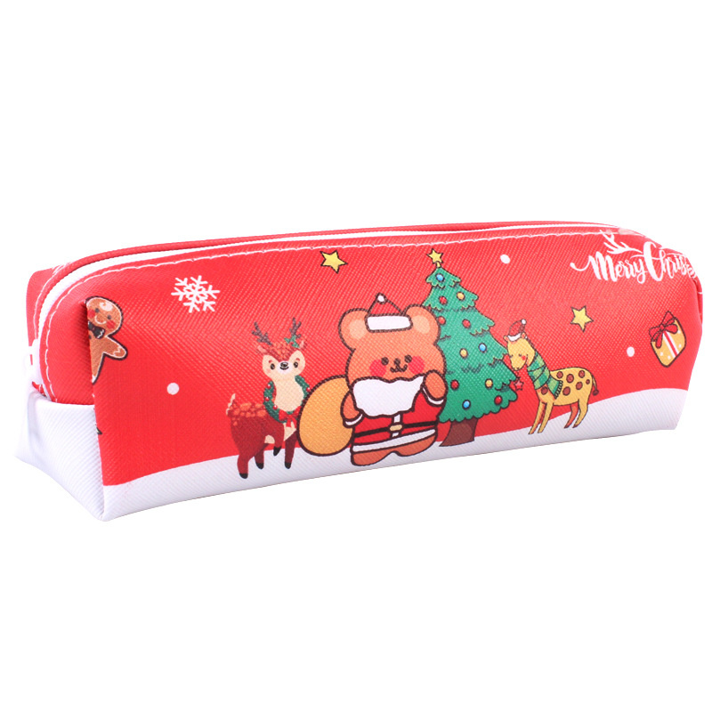 New Christmas Snowman PU Pencil Case for Children School Gift Supplies