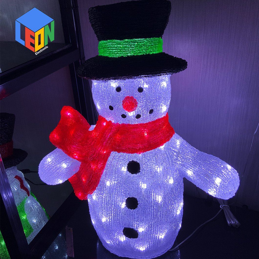 Festival Christmas New Year Celebrate Home and Garden Decoration Acrylic LED Light Snowman