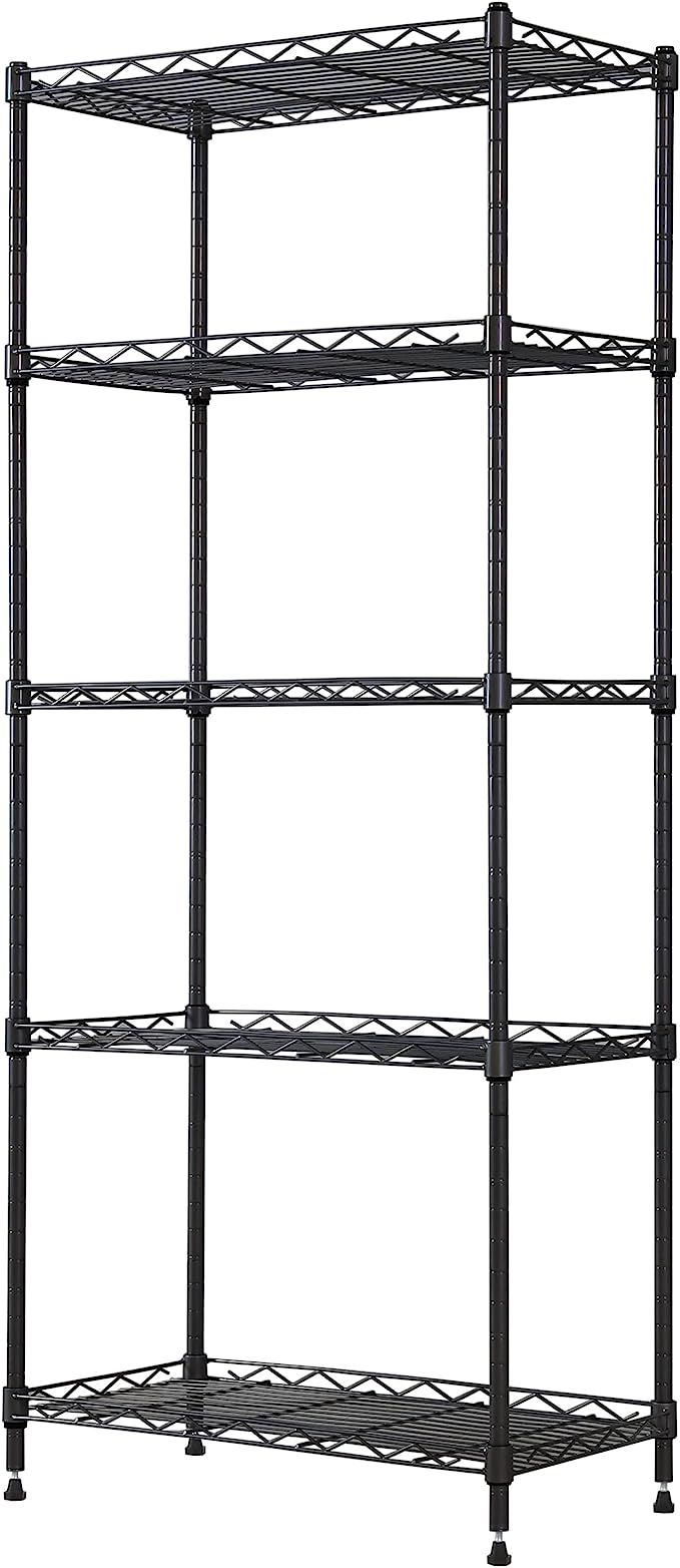 Black 5-Wire Shelving for Laundry Bathroom Kitchen Pantry Closet