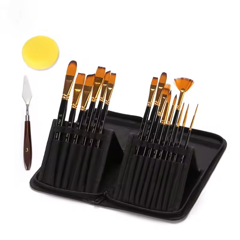 15pcs Nylon Wool Multi-function Artist Paint Brush Sets For Acrylic Watercolor Oil Gouache Paint Brush