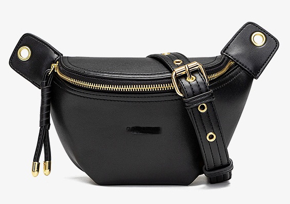 Fast Shipping High Quality Crossbody Bag Classic Ladies Black Metal Chain Casual Waist Bag Wholesale Women Handbag