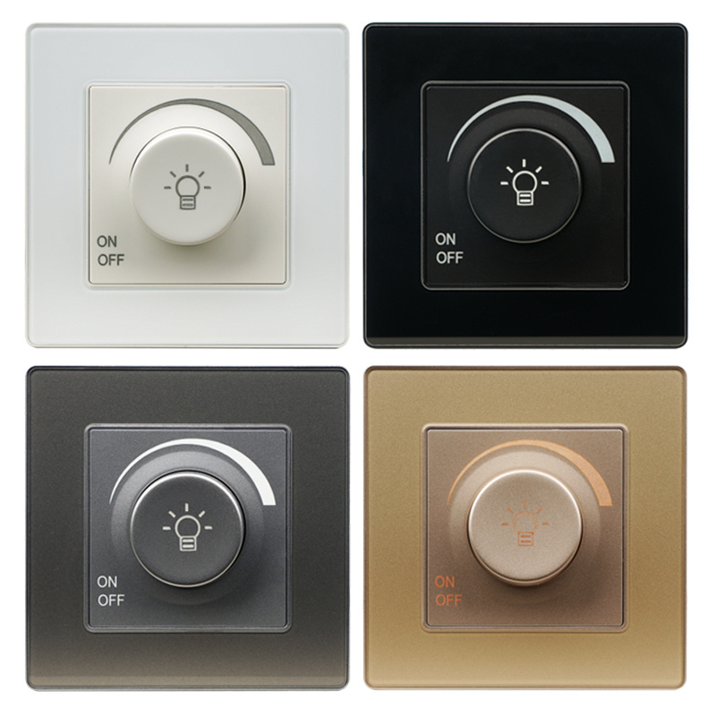 Mvava 2024 High Quality PC Key and Glass Panel 2-Way European Power Home Light Electrical Rotational Knob Wall Dimmer Switches