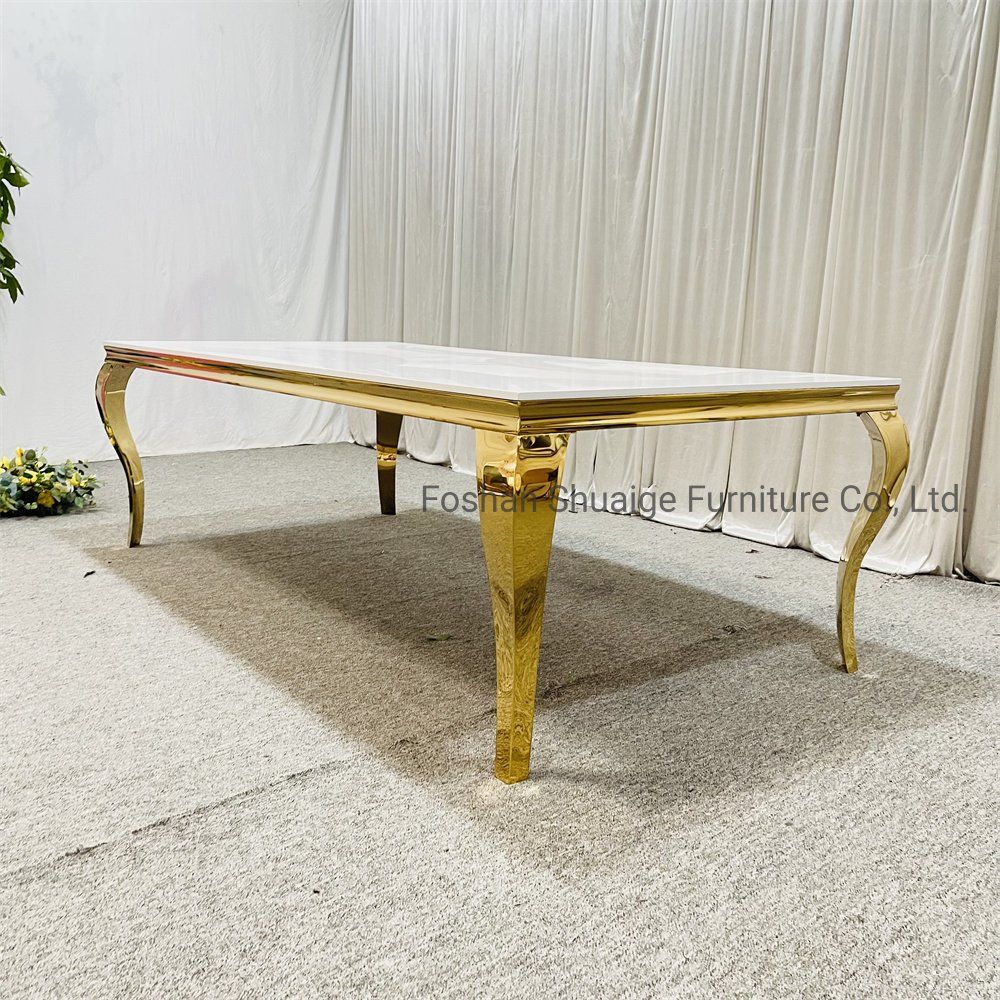 Cheap Factory Price Stainless Steel Wedding Party Furniture White MDF Top Banquet Table