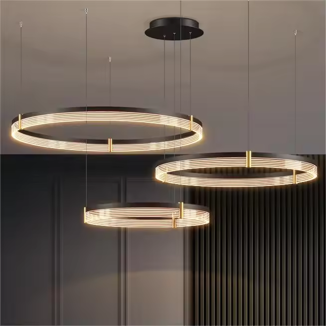 Creative Minimalist Circle Living Room Dining Room Led Chandelier Best Selling High Quality Bedroom Led Pendant Light