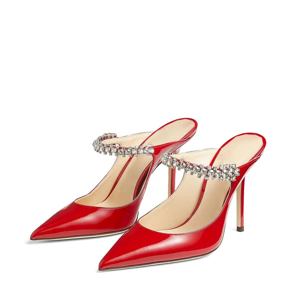 Beautiful High Heels Pumps Crystal Rhinestone Wrap Mules Pointed Toe Stilettos Wedding Shoes and Bride Heels for Ladies - High Quality Summer Pumps and Women's