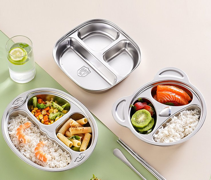Stainless Steel Food Tray Kids Kindergarten Food Children's Food Bowl