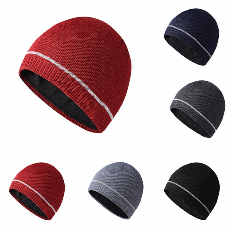 Stylish Reflective Beanie Hats for Men with Warm Fleece Interior