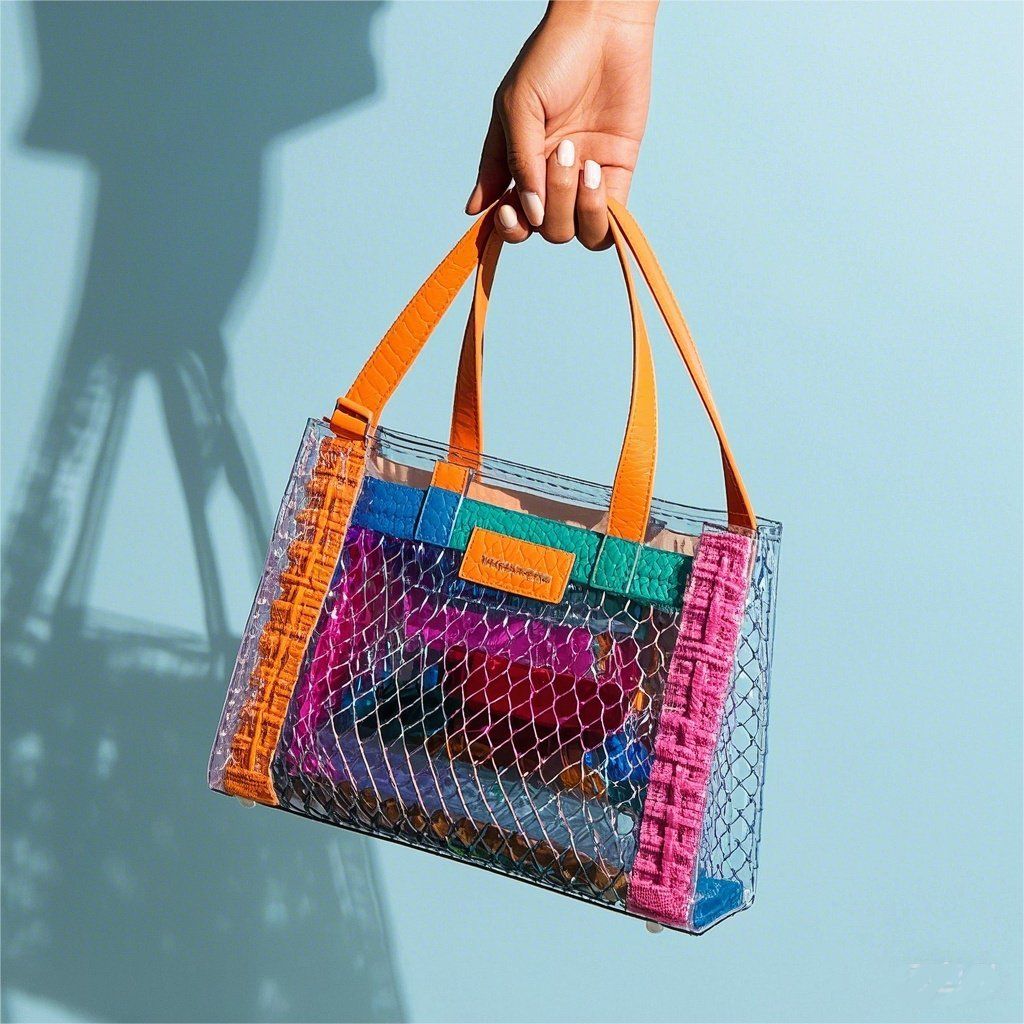 Wholesale Tote Bag Style Fashion Print Plastic Inner Pouch Purse 2PCS Set Transparent