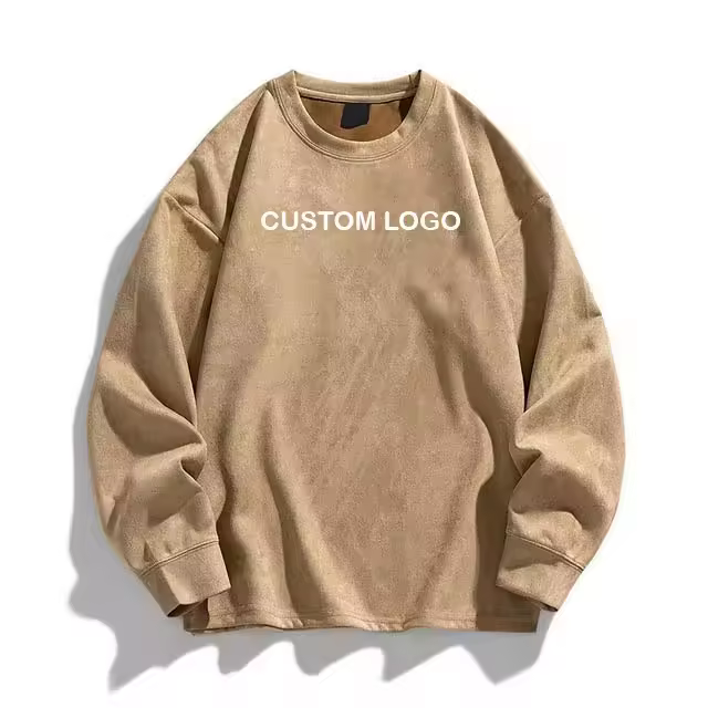 Hot Selling Men's Slim Fit Sweatshirts High Quality Cotton Blended Pullover Basics Comfortable Winter Wear Plain Dyed