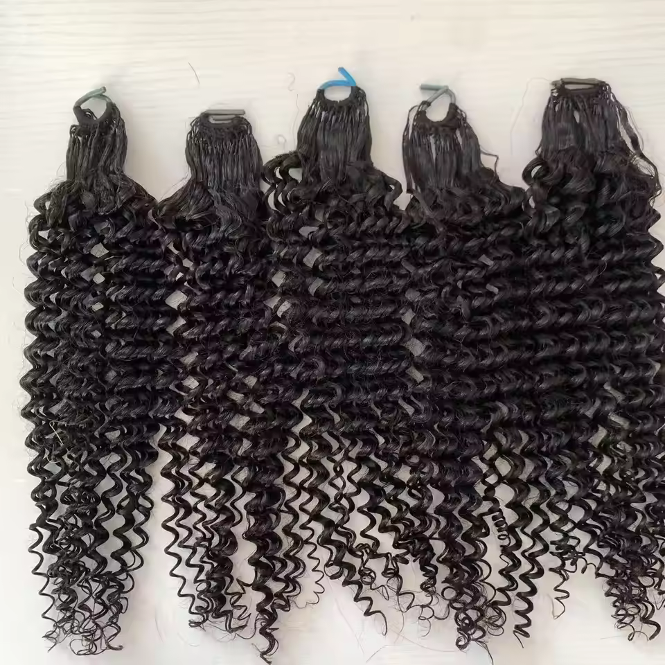 Latest Invention H6 Feathers Human Hair Extension Invisible Line Cuticle Aligned Micro Loop Hand Tied Feathering Weft Wifi Hair