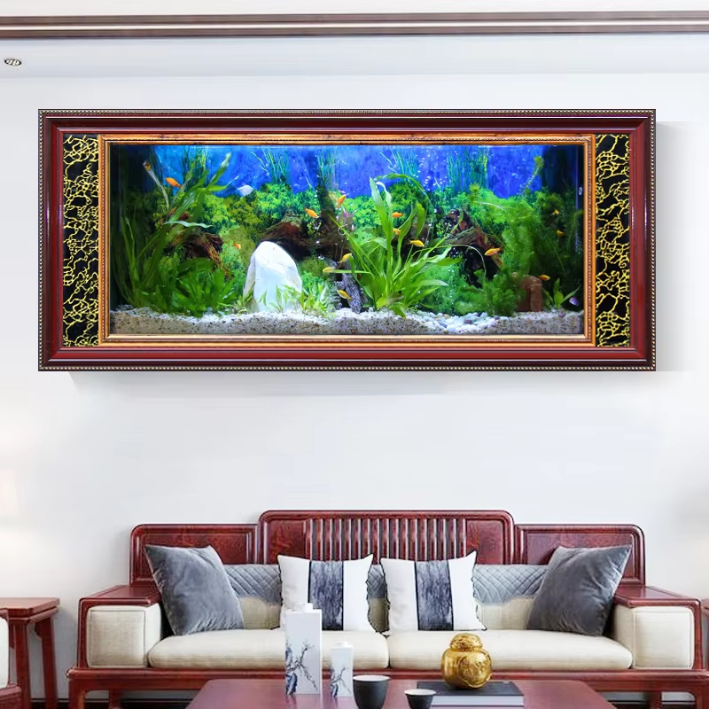 Large Frame Wall-Mounted Home Aquarium for Fish/Plants/Coral, Custom Ornamental Tanks with Eco Design, Factory Direct