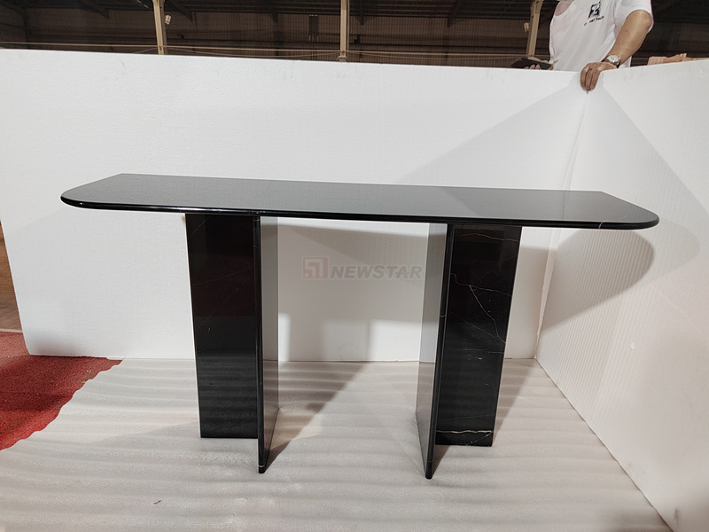 Low MOQ Black Narquina Marble Stone Entry Table Console Home Decor Display Desk Coffee Table Roman Hallway Console Table
