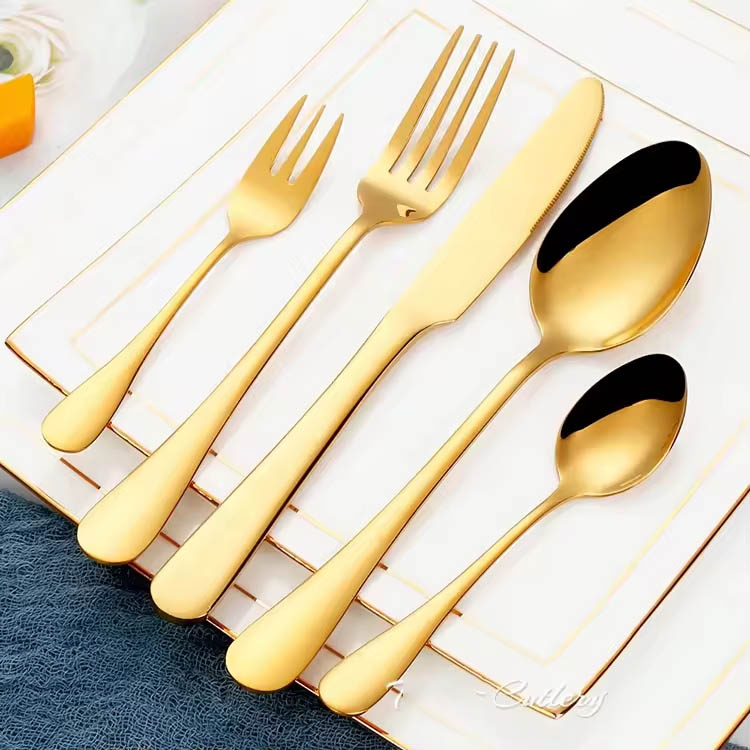 Very Fast Delivery Restaurant Hotel Gold Stainless Steel Flatware Set Knife and Fork Spoon Cutlery