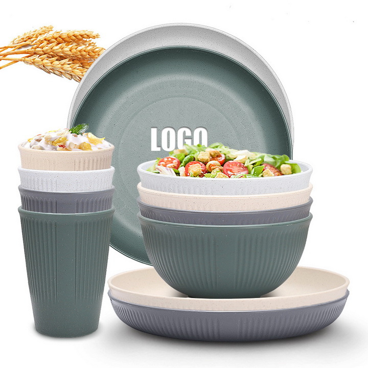 Wheat Straw Bowl Cup Plate Cutlery Sets