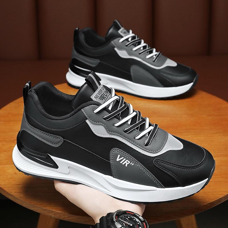 2024 Black Walking Style Shoes Skateboarding Running Shoes Three Colors Leather Men Shoes