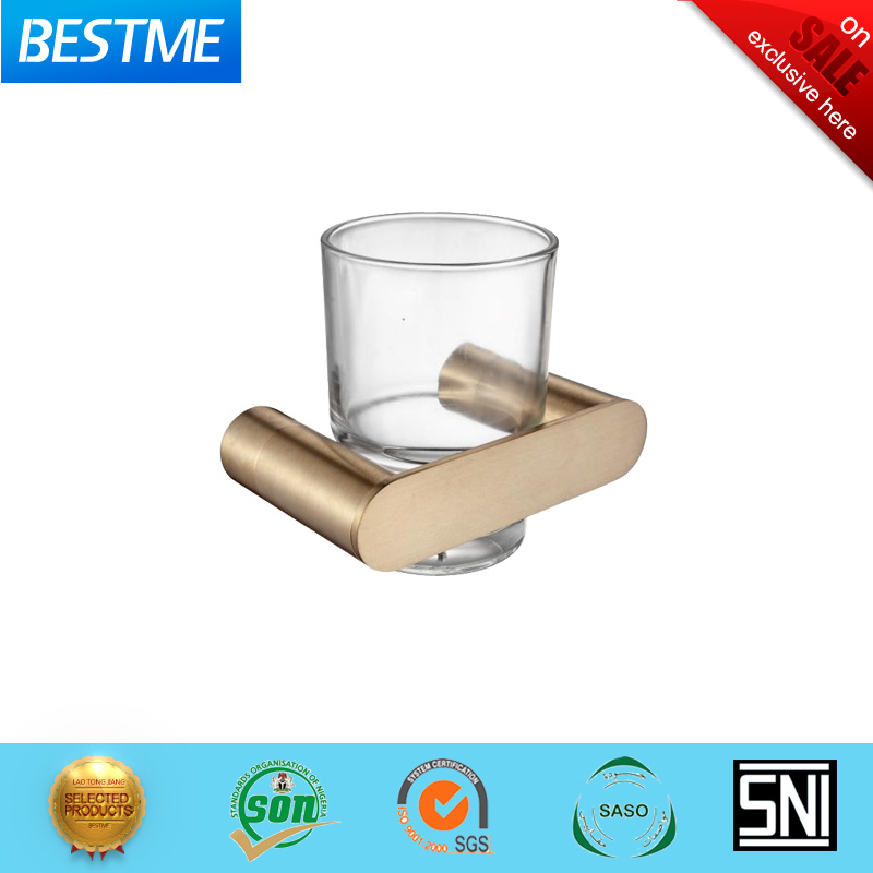 Brush Face Gold Color Bathroom Accessories Glass SS304 Tooth Brush Holder (BG-C68006LG)