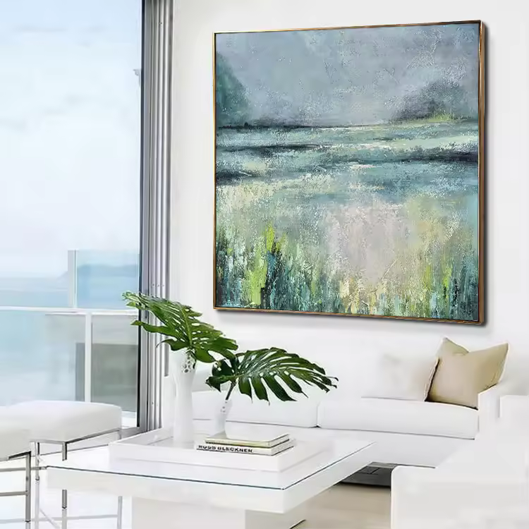 Modern Handmade Popular Abstract Green Painting Canvas Wall Art Abstract