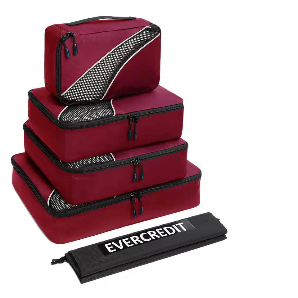 5-piece Set Durable Nylon Travel Compression Packing Cubes Portable Zipper Closure Travel Suitcase Organiser Bag