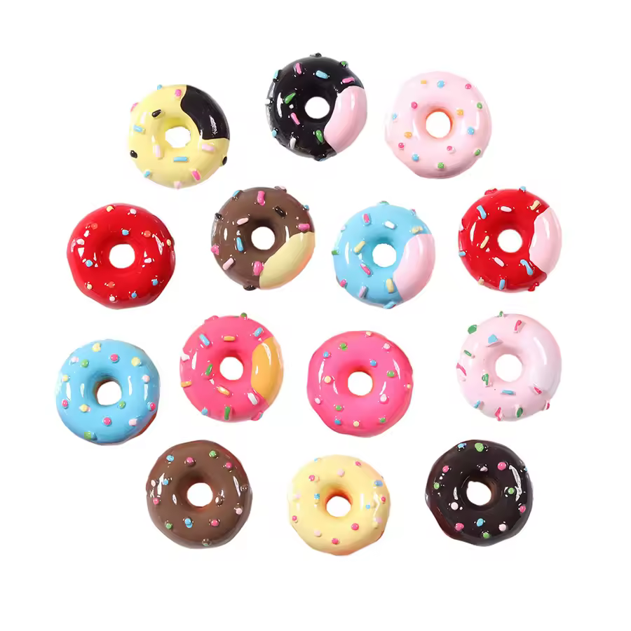 Hot Sale Bulk Stock 3d Miniature Molds Dot Donut Flatback Diy Resin Cabochons