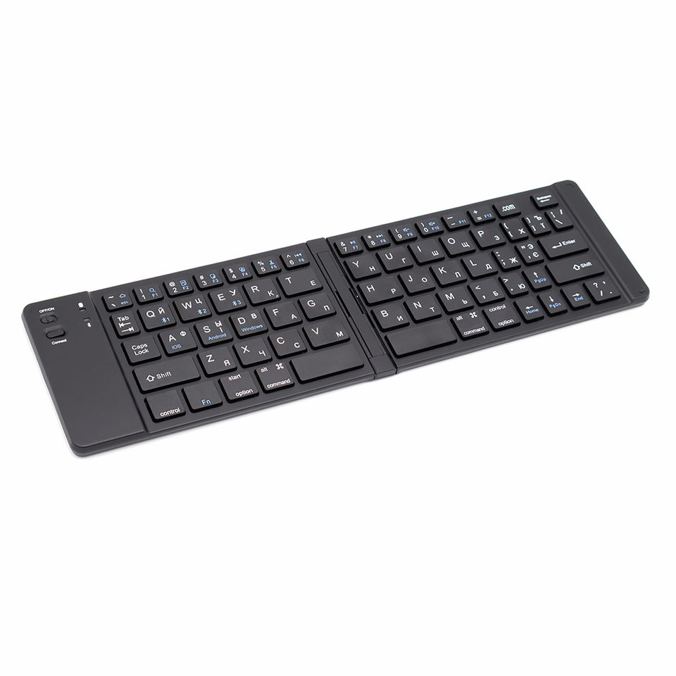 Ready To Ship Foldable Bt Wireless Keyboard Russian-english Language Rechargeable Portable Key Board For Travel Business Gifts