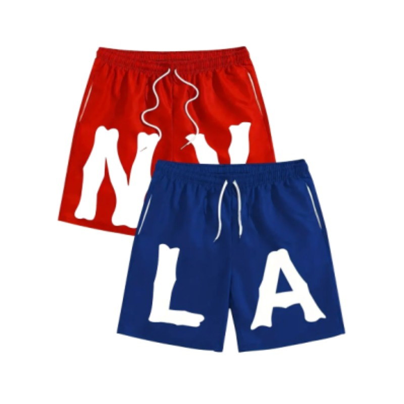 Men's Clothing Men's 2PCS Letters Print Sports Casual Shorts for Basketball/Running