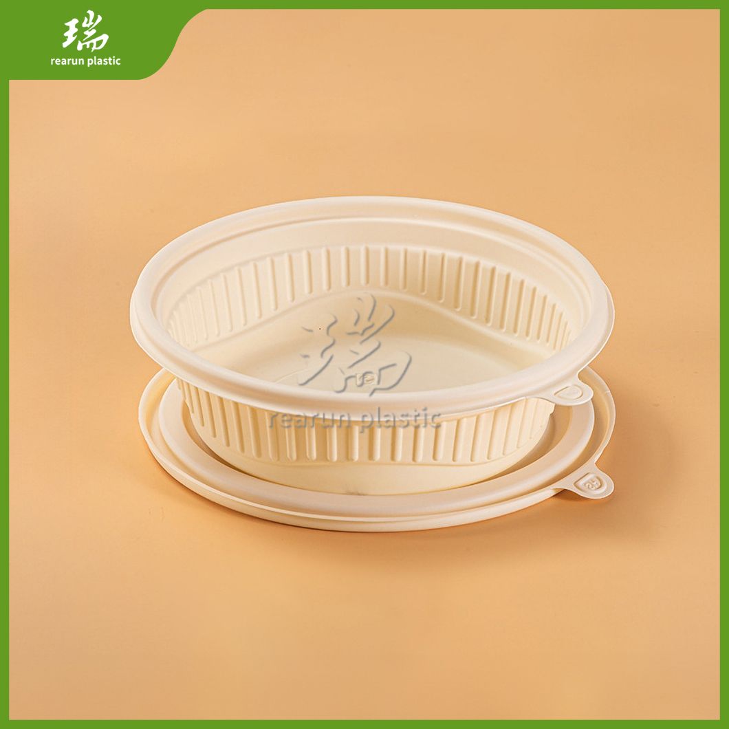 Rearun Biodegradable Cornstarch Takeaway Food Box Cutlery Set China Factory Degradable Disposable Lunch Box