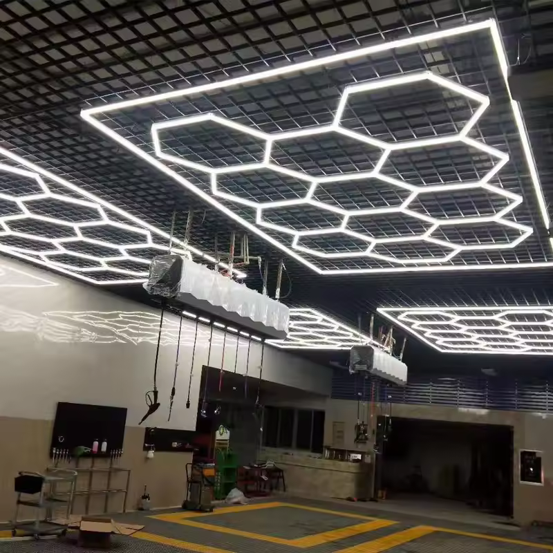 Retail Barber Shop Ceiling Lights 110v 220v Honeycomb Cars Wash Detailing Hexagon Led Work Light For Garage