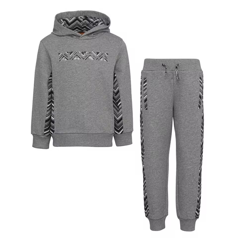 Oem Odm New Arrival 2-piece Hoodie Joggers Winter Set Lightweight Breathable Boys Hooded Tracksuit Grey Polyester Cotton Solid