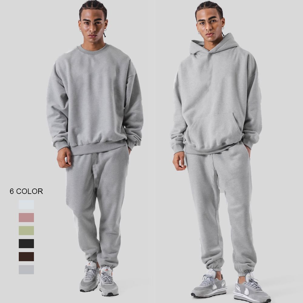 Wholesale Casual Fleece Lined Unisex Hooded Jogger Set Heavyweight Hoodie with Kangaroo Pockets + Sweatpants 2PCS Winter Sweatsuit for Men and Women