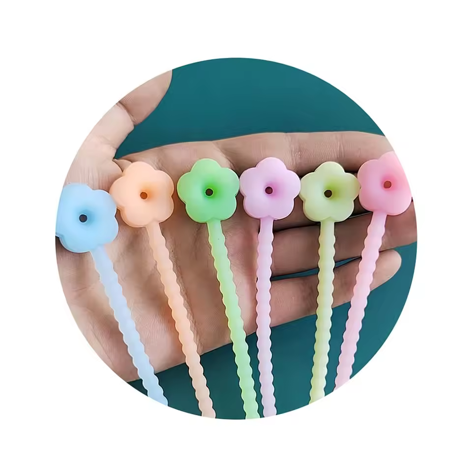 100pcs/lot Glow In Dark Flower Shape Silicone Cable Ties Reusable Zip Cord Organizer With Adjustable Design For Holding Stuff