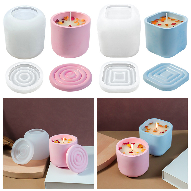 Silicone Mold for Glue, Rectangular Storage Box, Candle Cup Silicone Mold, Aromatherapy Gypsum Candlestick Mold, in Stock