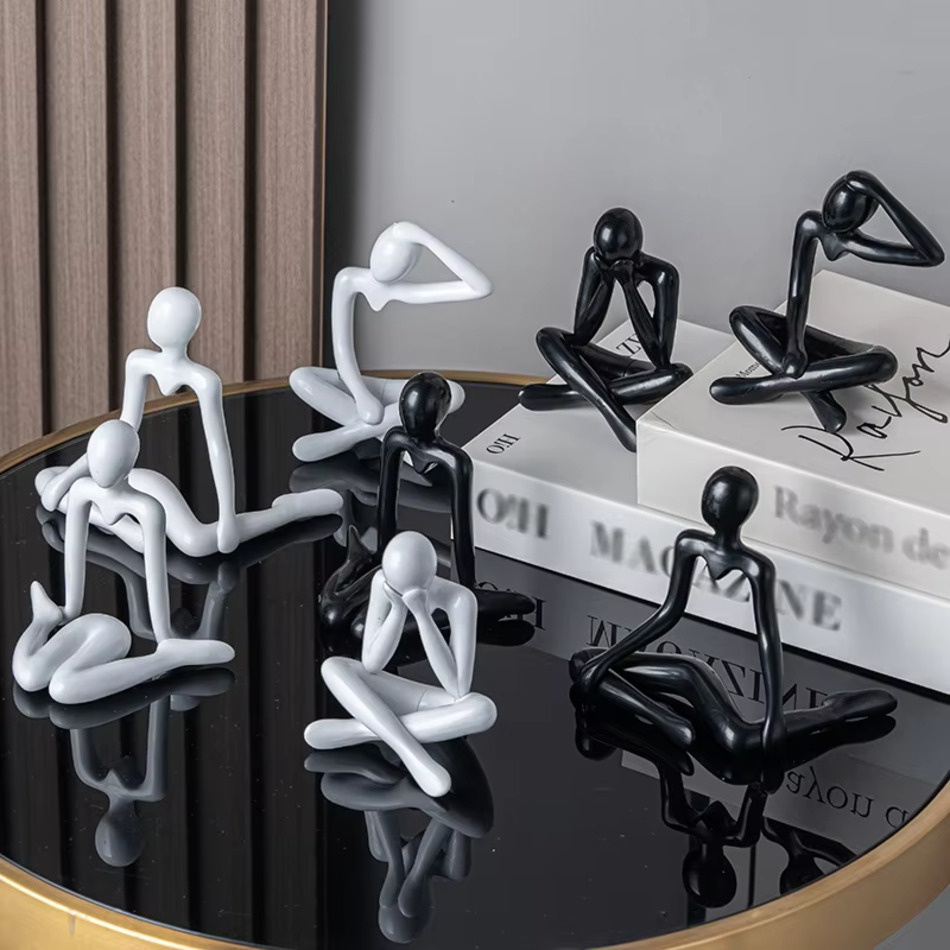 Hot Selling Modern Sculptures Office Decoration Abstract Resin Figurines Thinker Statue Ornaments