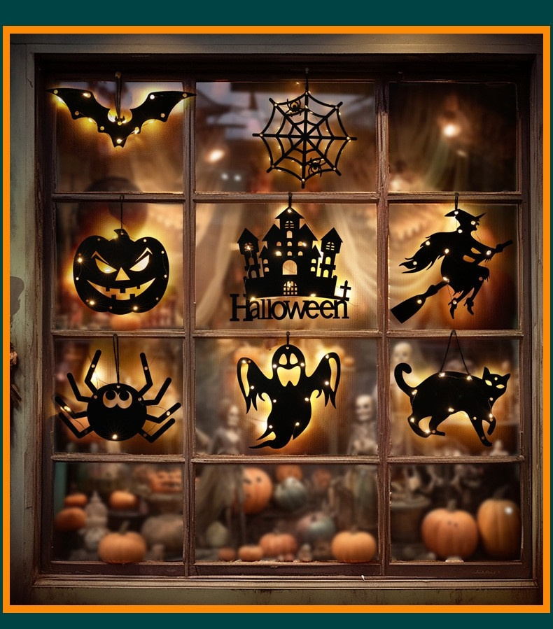 LED Halloween Pumpkin and Ghost Spooky String Light Waterproof Hanging Portable Lamp Battery Powered Perfect for Home Decor