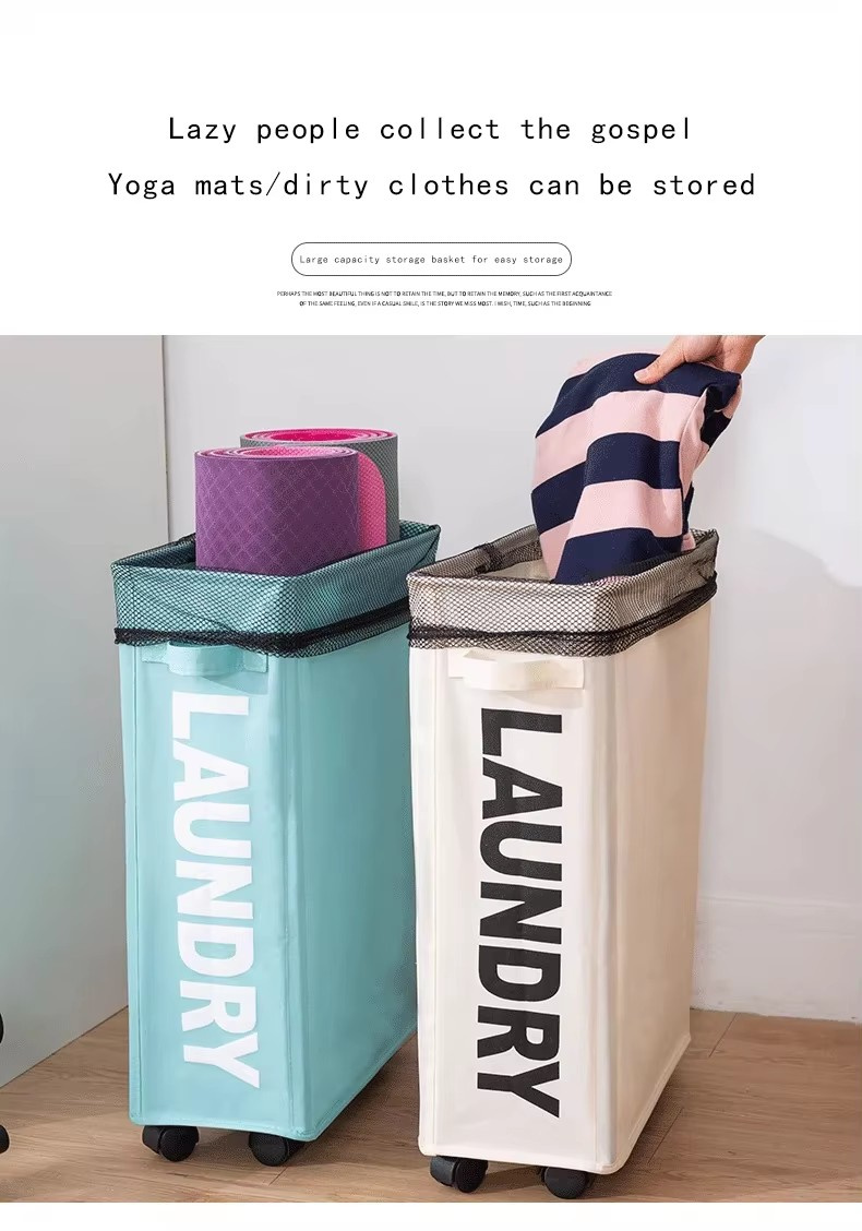 Foldable Laundry Hamper with Wheels, Large Capacity Clothes Storage Bag Organizer