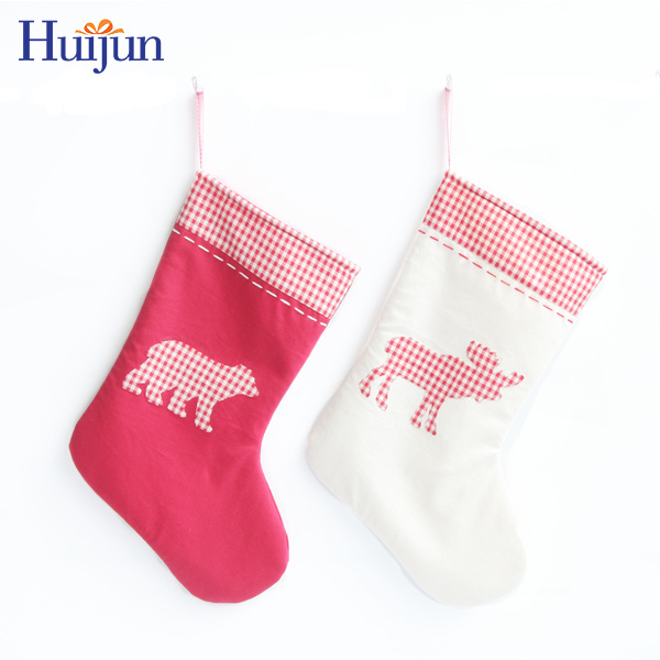 Wholesale 18" Red and White Canvas Christmas Stockings Festival Present Valentine Party Home Decoration