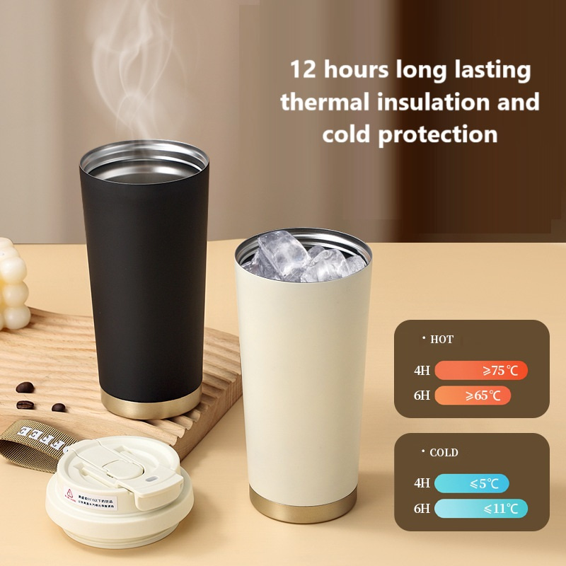 Insulated Lid Travel Coffee Mug 316 Stainless Steel Vacuum Thermal Cup Leak Proof Reusable Double Walled Coffee Tumbler Thermo Water Bottle