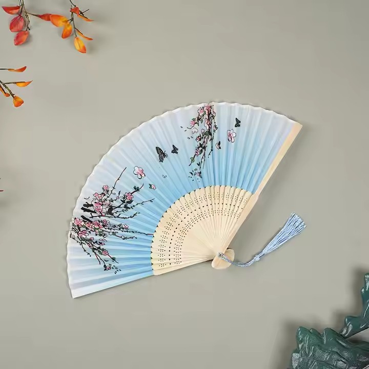 New Literati Engraved Fan 21cm Bamboo Single-Sided Modern Study Collectible Fans