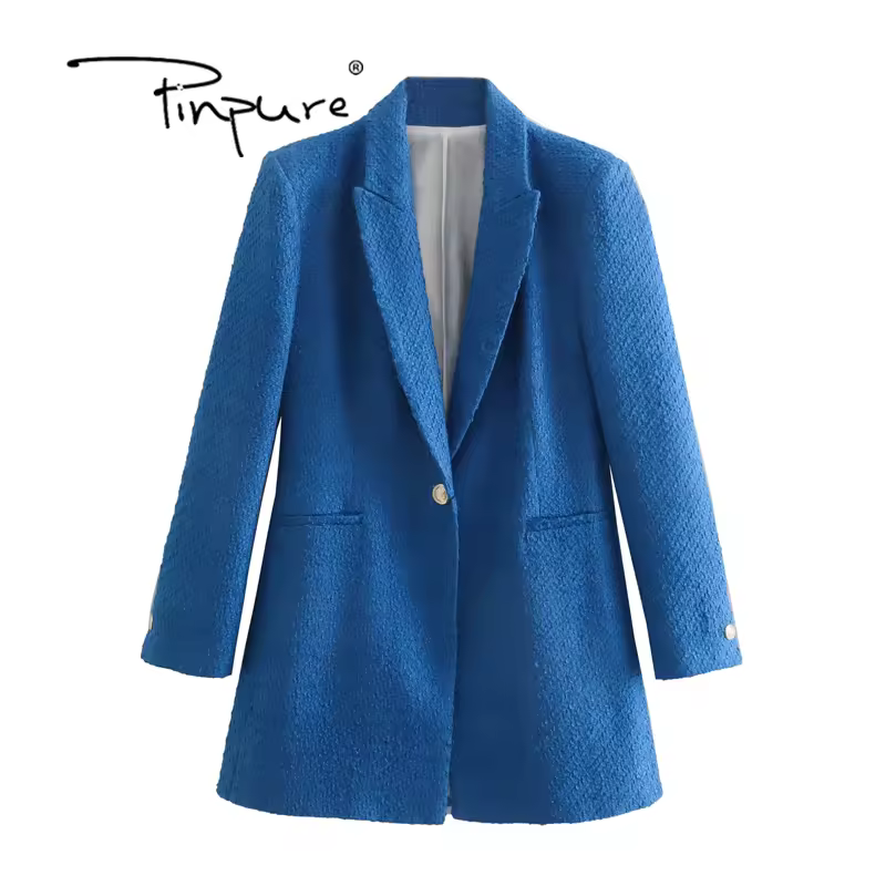 R30923s 2022 Spring/autumn New Women's Fashion Tweed Textured Casual Jacket Blazers Suits Retro Long Sleeve Pocket Women's Coat