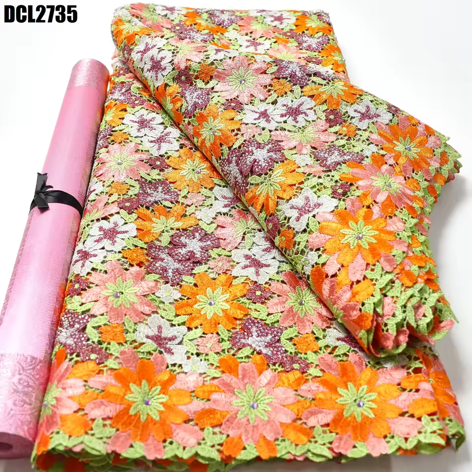 2025 Guipure Lace Fabric High Quality 100% Cotton Cord Lace Reasonable Price