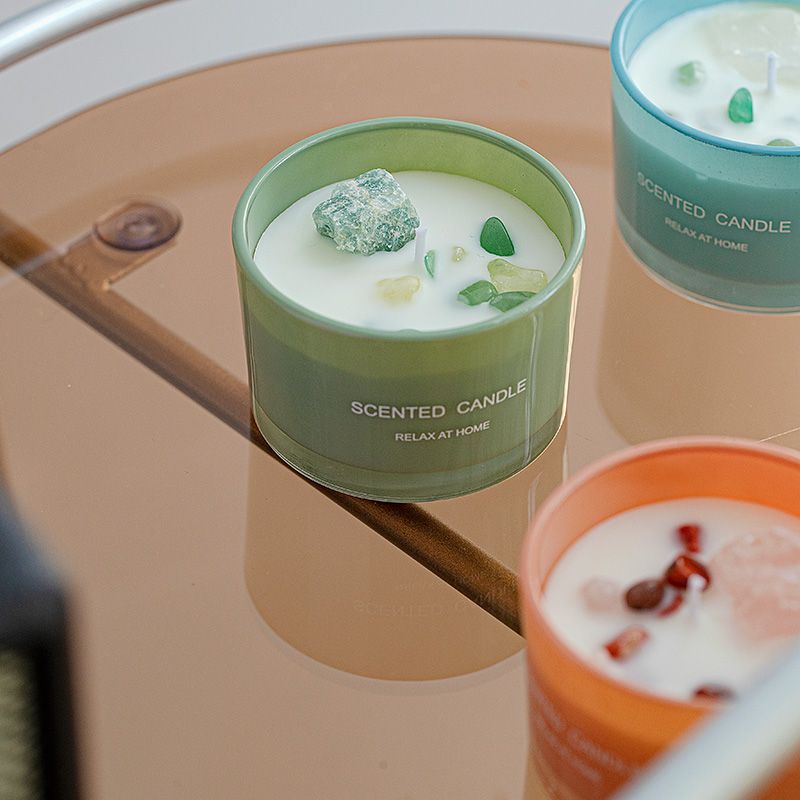 Factory Direct High Quality Popular Stone Glass Cup Aroma Scented Candle