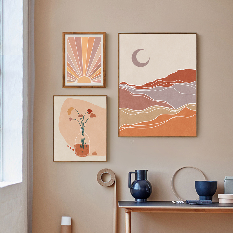 Abstract Canvas Wall Art Painting Set Modern Home Room Decoration Framed Picture Printing Aesthetic PS Frame Wall Decor Canvas