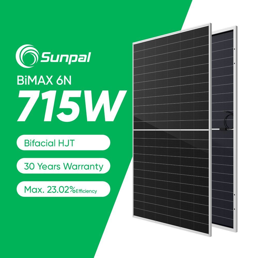 Sunpal Hjt N Type Mono Crystalline Solar Panel 700W 710W 715W Bifacial Solar Panels China Manufacturer for Home