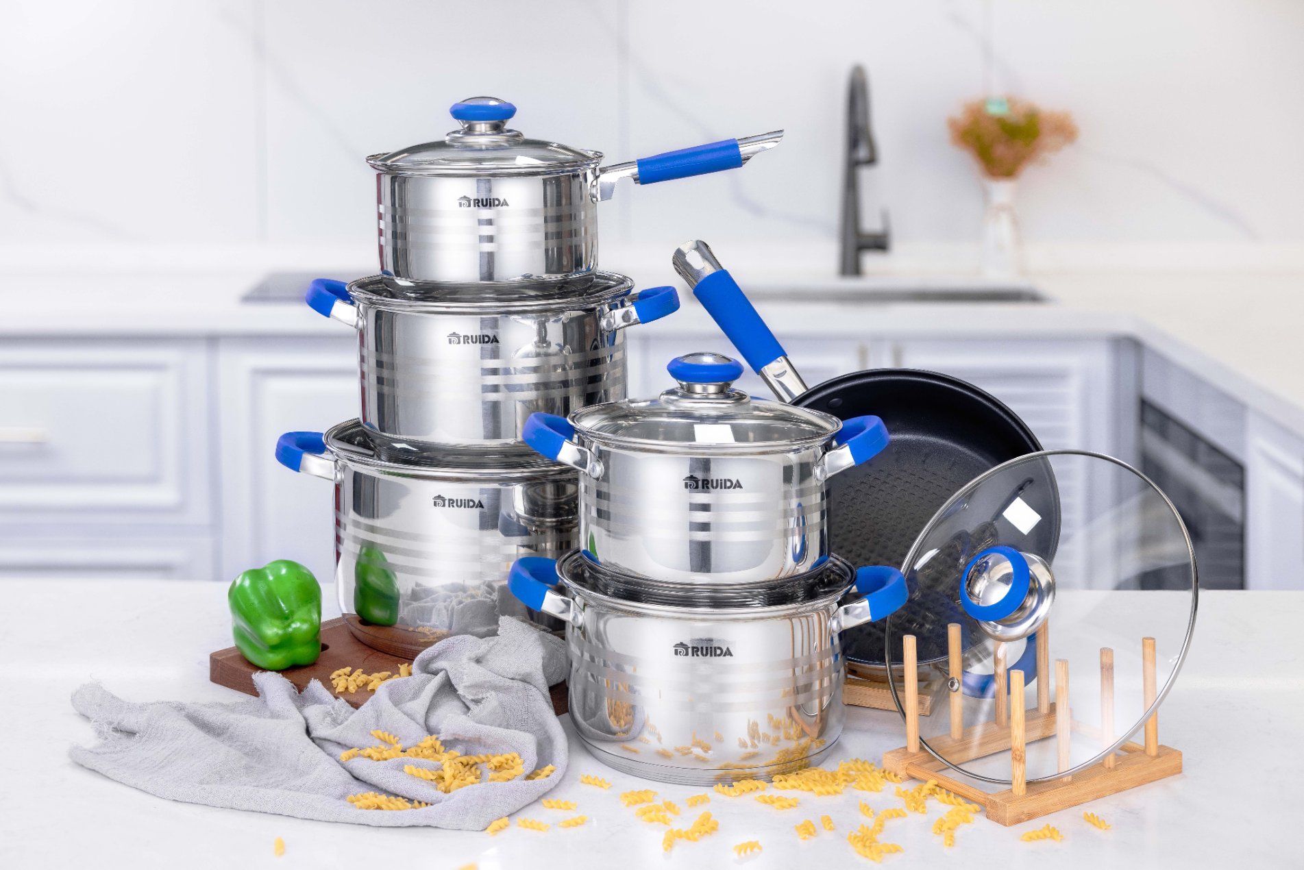 Kitchen Ware Utensils Household 10PCS Stainless Steel Cookware Cook Pot