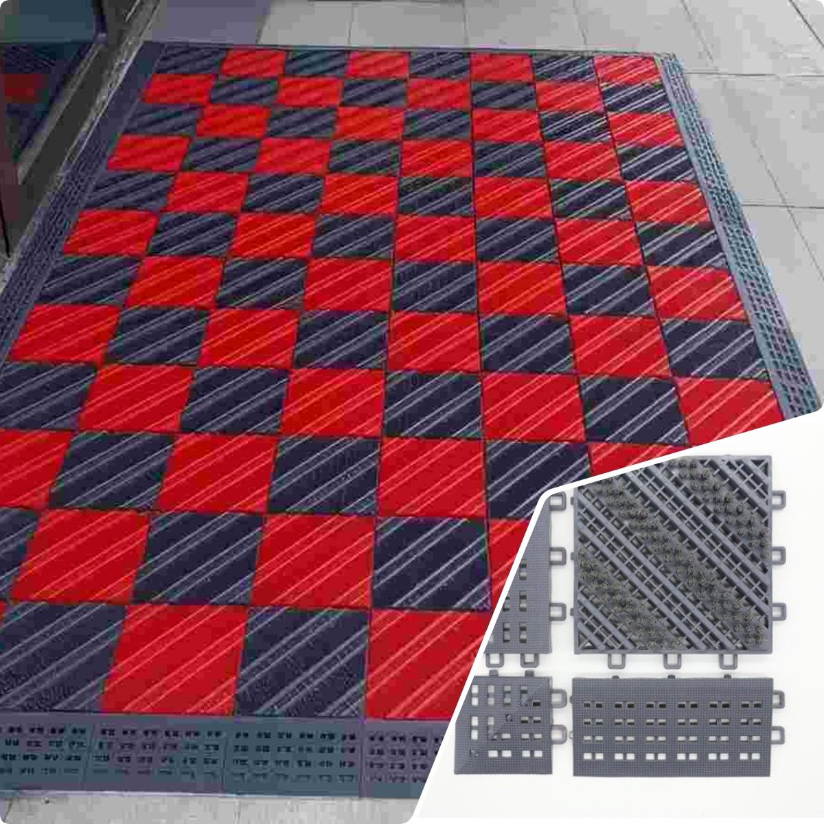 Waterproof Carpet Rug Interlock Outdoor Entrance Doormat Modular Coil Flooring Mat with Drain Holes