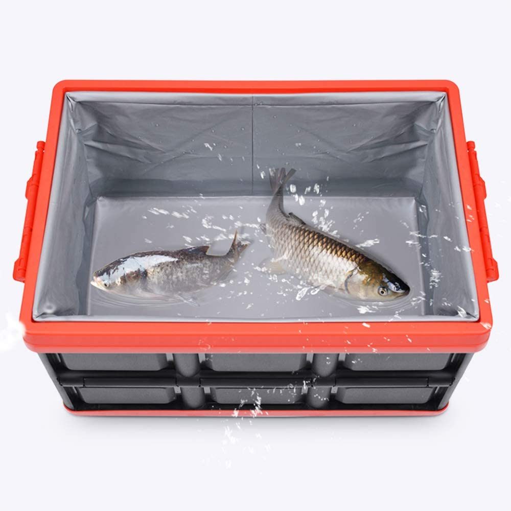 Large 55L Durable Plastic Folding Fishing and Organizing Crates Collapsible Storage Bins