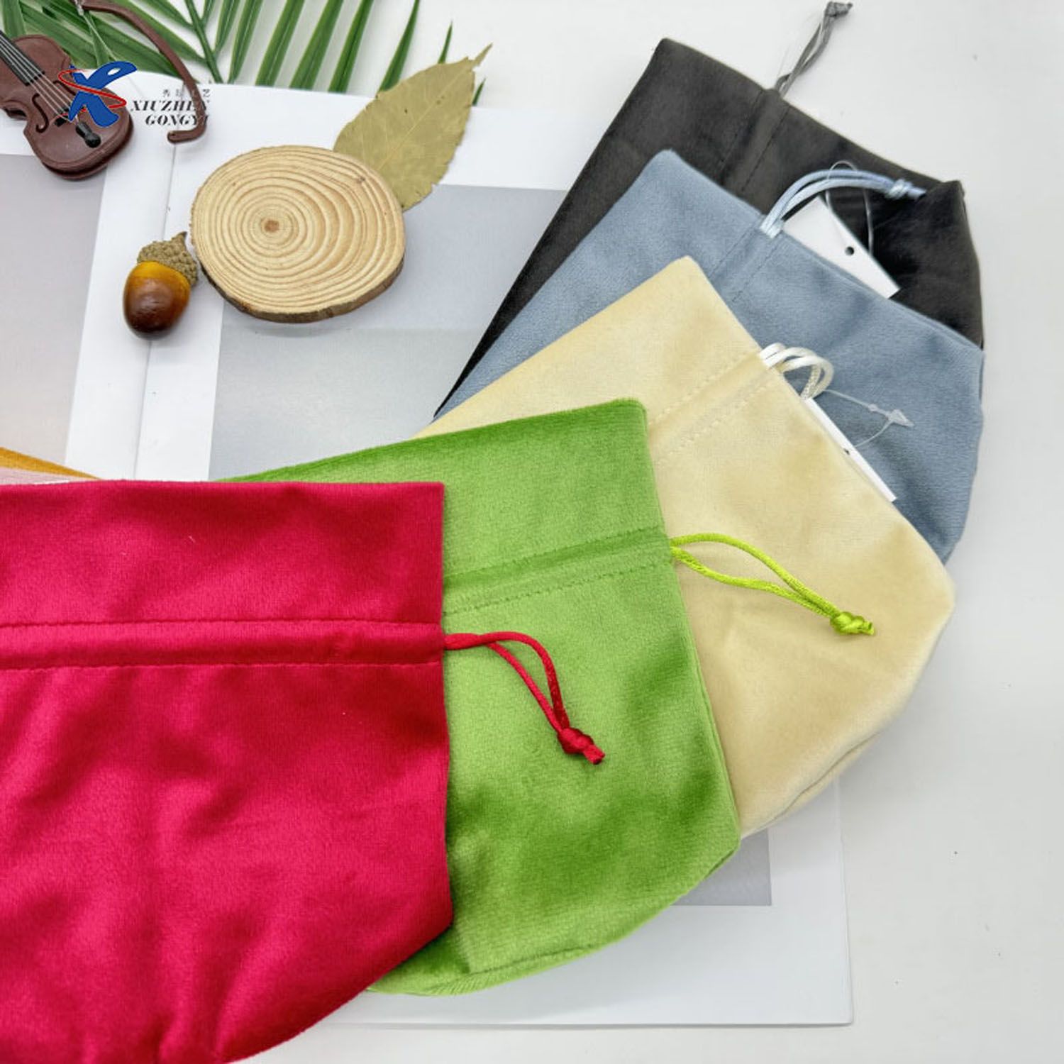 Velvet Drawstring Closure SLR DSLR Inner Case Bag Camera Insert Bag