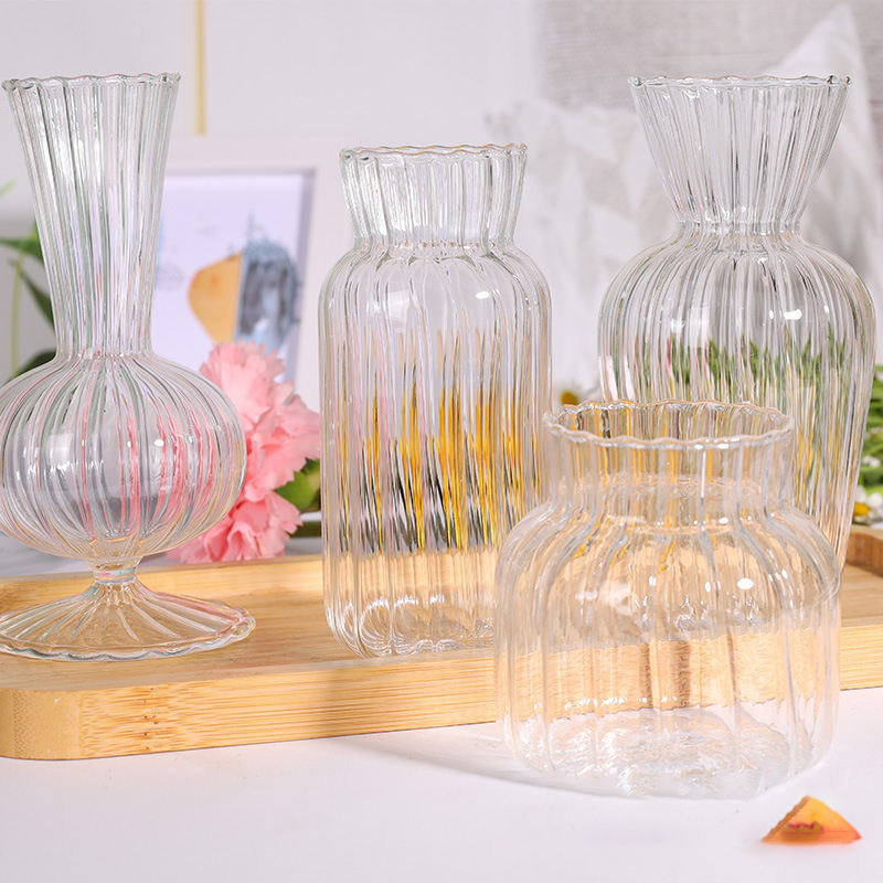 Unique Design Home Decorative Small Glass Flower Vase Cheap clear Glass Crystal Vases for Centerpieces Decor